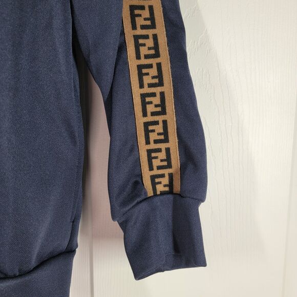 Fendi Kids Jacket and Pant Set Navy With Black & Brown Monogram Side Stripe EUC - Picture 5 of 16